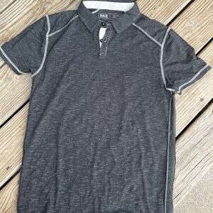BKE mens M polo shirt, charcoal, short sleeve, 1/4 button polo